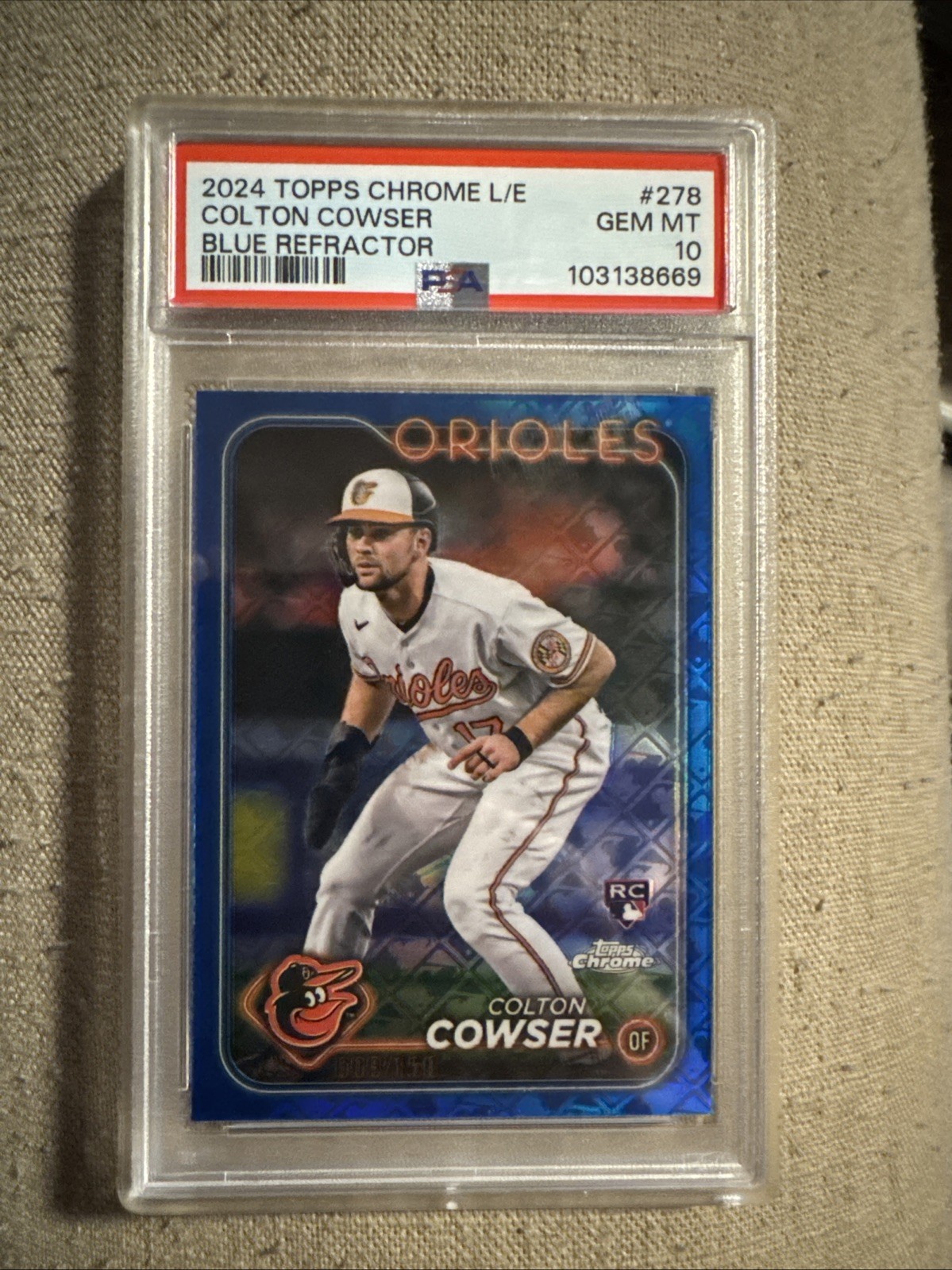 2024 Topps Chrome - Colton Cowser #278 Blue Refractor /150 (RC) PSA 10