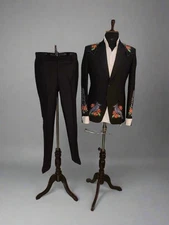 Timeless Regency Ensemble with Multicolor Floral Embroidery & Tailored Detailing