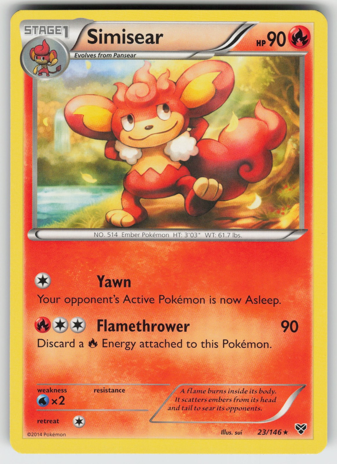 Simisear Rare XY Base Set 23/146 Pokemon