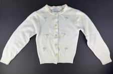 Vtg Pandora Pandorables White Cardigan Sweater Flowers Toddler Girl 18-24 Mo