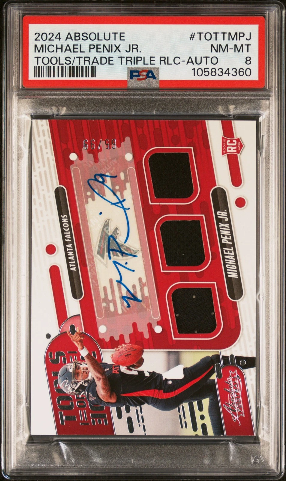 Michael Penix Panini Absolute Tools of the Trade Triple Relics #TOTTMPJ Base