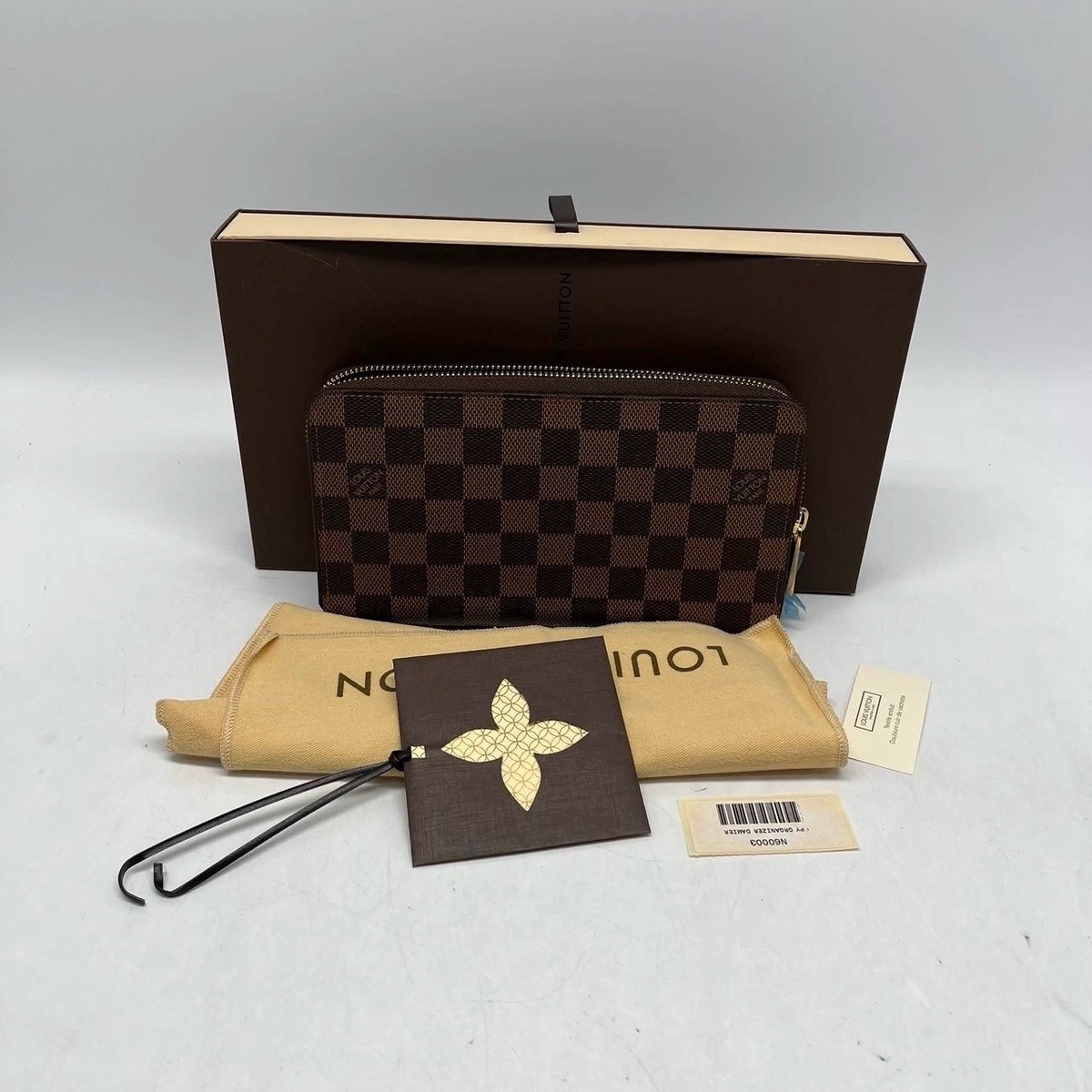 Louis Vuitton Damier Zippy Organizer Wallet Women Brown One Size