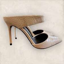 Zara Womens Open Back Cream High Hee Pointed Toe  Court Shoes  EU 40 UK 7