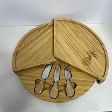 Wooden Charcuterie Board W/ Swivel Tiered Serving Set & Utensils