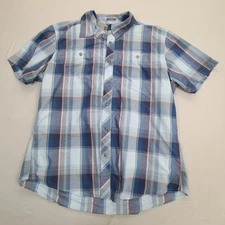 Eddie Bauer Shirt Mens Large Blue Plaid Button Up Classic Fit Casual Cotton