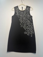 Calvin Klein Laser Floral Cutout Shift Mini Dress Womens Size 8 Black White