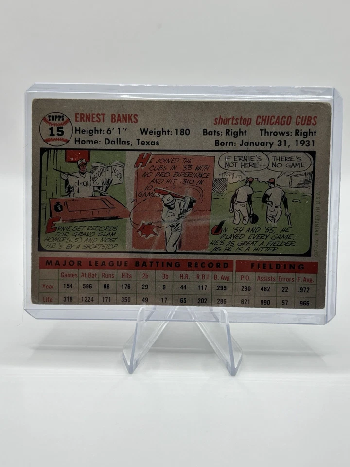 Lote de 3 tarjetas de colección Ernie Banks - 1955 Topps, 1966 Leaders, 1969 Topps Cubs Foto 3 de 4