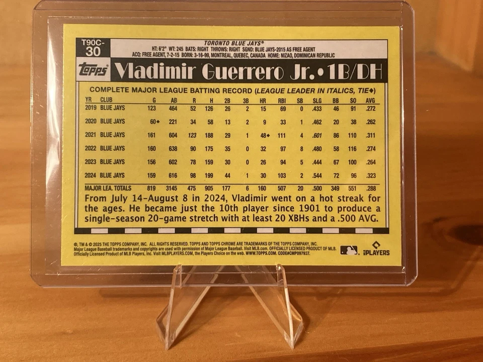 Silver Pack Mojo Refractor 2025 Topps Vladimir Guerrero Jr 1990 Blue Jays - Image 2 of 2