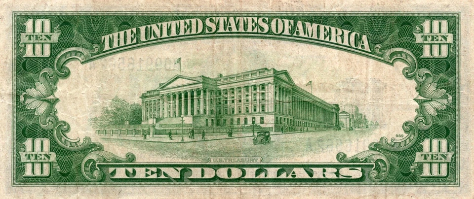 1934 A - Ten Dollars $10 Silver Certificate WWII North Africa Note - Image 2 of 2