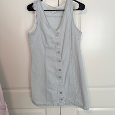 Light Blue Denim Button-Down Sleeveless Dress