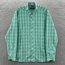 Simms Shirt Mens Medium M Green Plaid Long Sleeve Vented Fishing Hiking Shirt