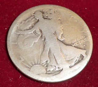 MÜNZE Half Dollar USA 1917? WALKING LIBERTY 900 SILBER 11 4 g 30 6mm ABGERIEBEN