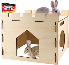 Kaninchenhaus aus Holz mit 2 Ausgängen für kleine Nagetiere idealer Lebensraum