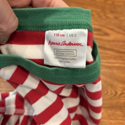 Hanna Andersson Red and white Striped Christmas Long John Pajamas 110cm/US 5 5T - Picture 6 of 8