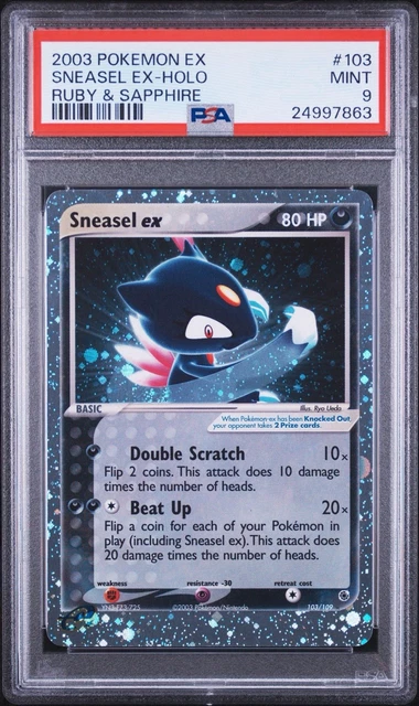 2003 Pokemon EX Ruby & Sapphire Sneasel EX Holo #103 PSA 9 Silver Border