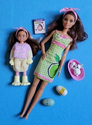   Latino Barbies Dolls Brunette Chelsea Easter Theme Bunnies Accessories 15ps