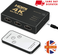 3 Port 3 IN 1 OUT 3 INPUT 1 OUTPUT HDMI SPLITTER SWITCH BOX HUB 3D UHD 1080P 4K