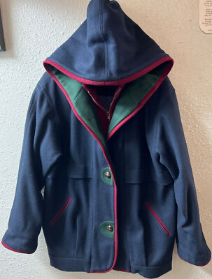 HERMAN KAY Bib-zipper Jacket Wool-Blend Coat Blue And Green Winter