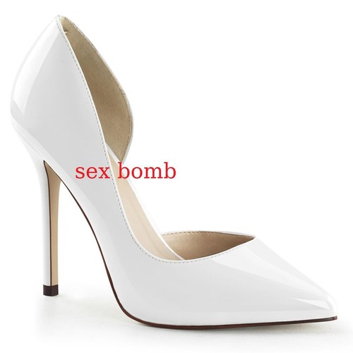 SEXY scarpe DECOLTE' SPOSA tacco 13 dal 35 al 46 BIANCO LUCIDO plateau  nascosto | eBay