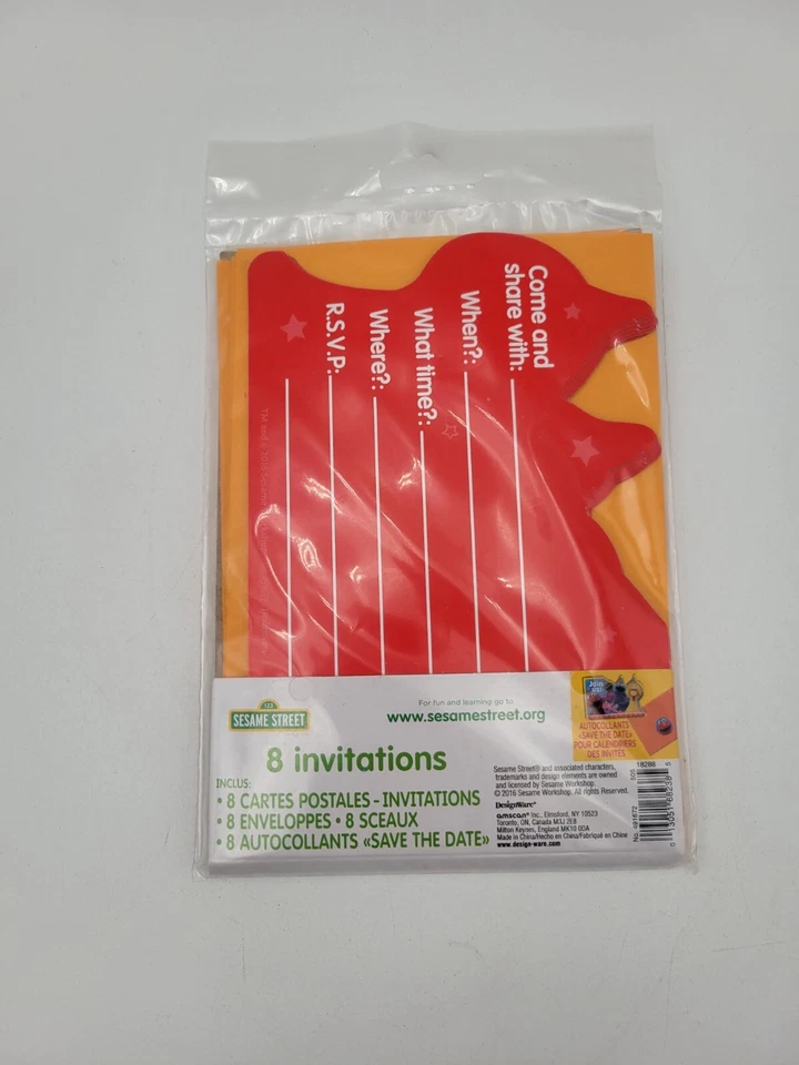 Paquete de 8 invitadas para fiesta de cumpleaños de Plaza Sésamo nuevas selladas Elmo Guarda la fecha Foto 2 de 3