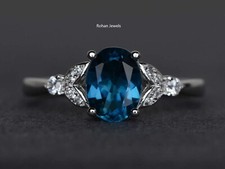 Natural London Blue Topaz ring 925 Sterling Silver Stacking Ring Blue Topaz Ring
