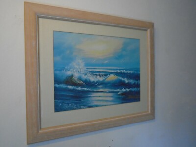 Original Meereslandschaft Acryl auf Leinwand Set im schönen Rahmen schöne Farben signiert