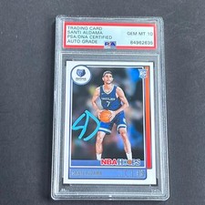 2021-2022 Panini NBA Hoops #207 Santi Aldama Signed Card AUTO Grade 10 PSA Slabb