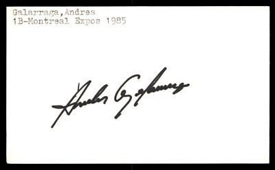 Andres Galarraga Baseball Index Card Signed Auto Autograph (no COA) *e1