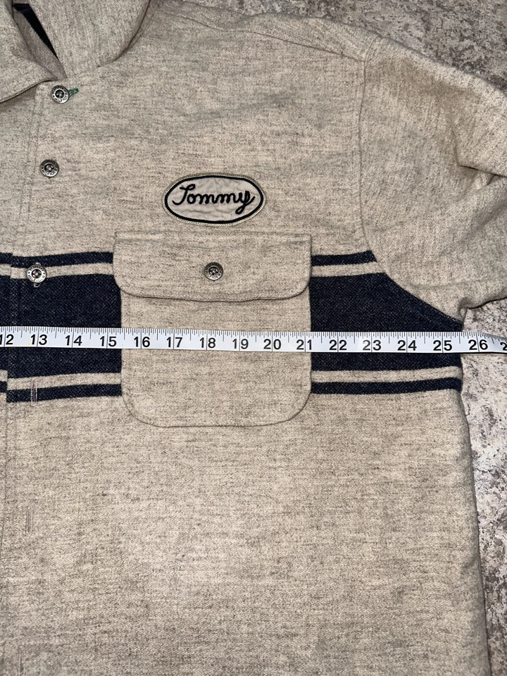 Camisa Tommy Hilfiger Para Hombre Grande Manga Larga Marrón Abotonada Clásica Lana Logo L Foto 4 de 4