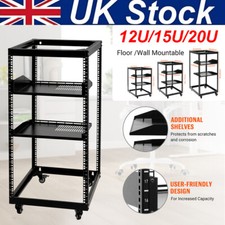 12U/15U/20U 4 Post Open Frame Server Rack Network Enclosure with Metal Wheels