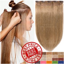 One Piece Clip In Remy 100 Human Hair Extensions Weft 3/4 Full Head Straight US