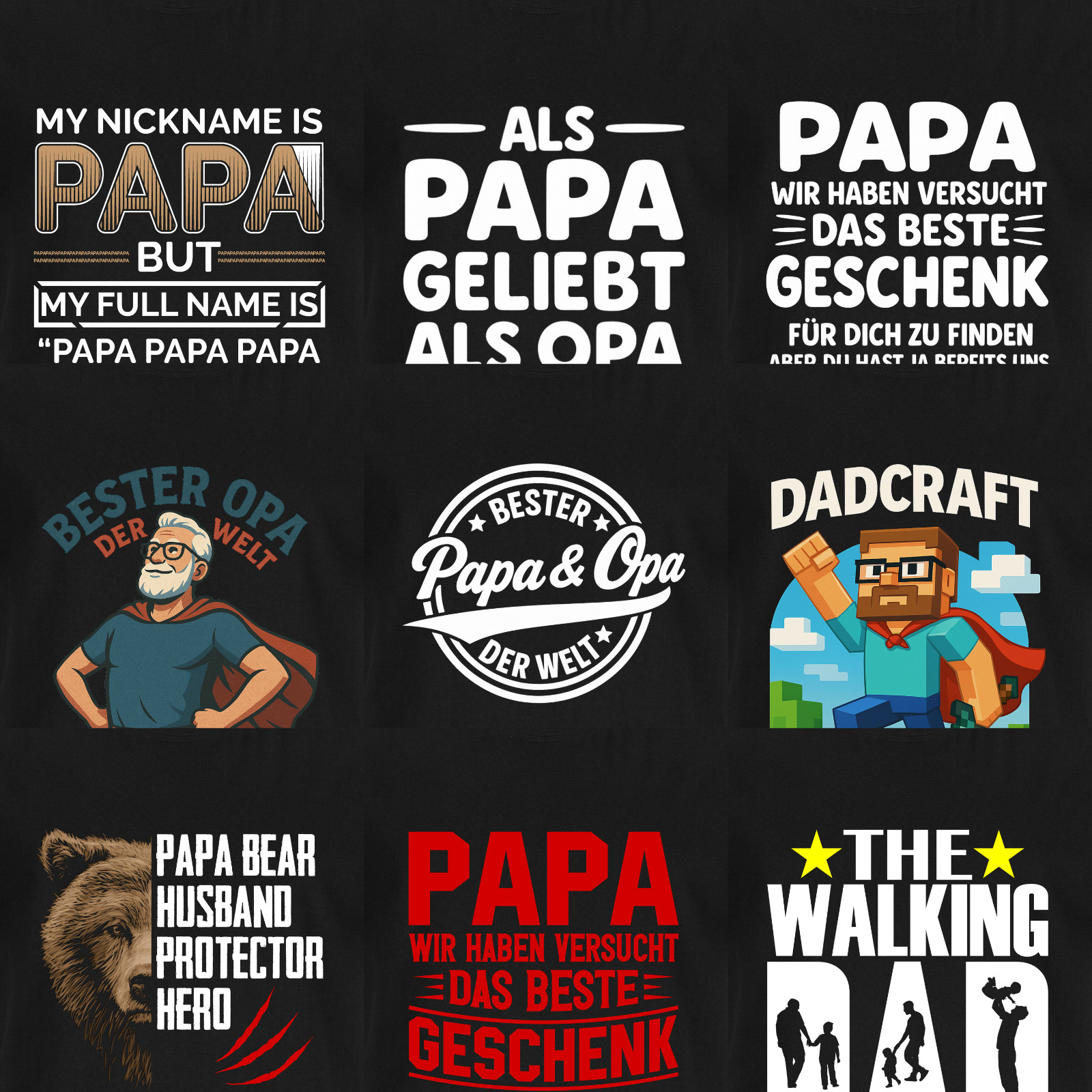 Papa T-Shirt DAD Fun Eltern Vatertag Geschenk Kinder Geburt Weihnachten