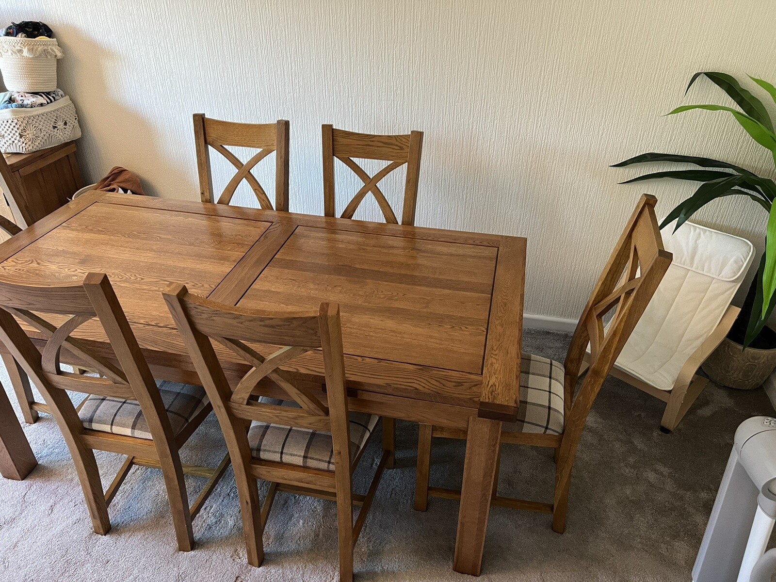 Rustic Oak Furnitureland Extending Dining Table with 8 Chairs (6ftx3ft