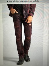TRUE RELIGION RICKY SUPER T MEN JEAN CQAM RED ROULETTE M859NTY8 NWT 31W $399 USA