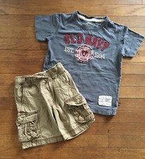 Gymboree Old Navy Boys Spring Summer T-Shirt Top Cargo Shorts Outfit Set Sz 4 5