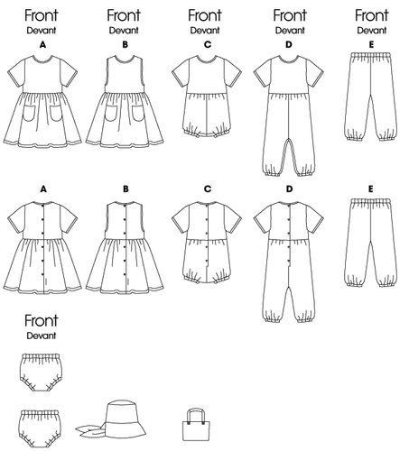 Butterick Sewing pattern 5326 Babies L-XL Easy Dress Overalls Pants Bag Hat - Picture 3 of 12
