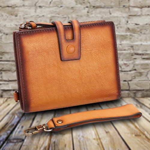 Genuine Leather Wallet Men Women Card Fold Small Wallet Purse Clutch Money Clip - 第 2/15 張圖片