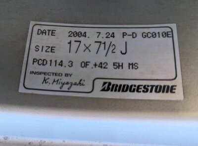 BRIDGESTONE PRODRIVE GC-010G Forged Wheels 17in 7.5J+42 5H PCD114