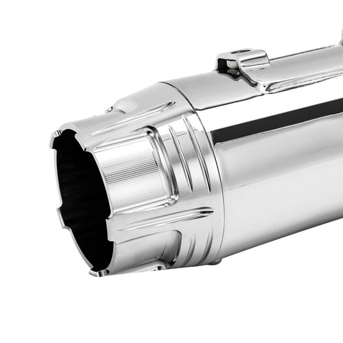 Dual Exhaust Mufflers Pipes Straight Slip On Fit For Harley Touring 17-24 Chrome - Picture 3 of 9