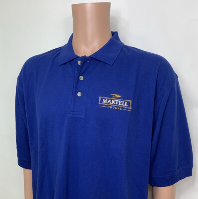 Martell Cognac Blue Polo Shirt Mens XL Cotton Polyester