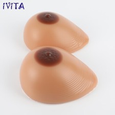 IVITA 1 pair EE Cup Silicone Breast Forms Teardrop Fake Boobs Bra Enhancers