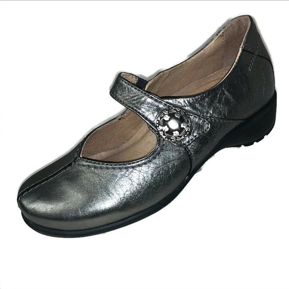 Zapatos Mary Jane SANITA Trude Peltre Plateados Metálicos Para Mujer Talla US 5.5 6 EU 36 Foto 2 de 4
