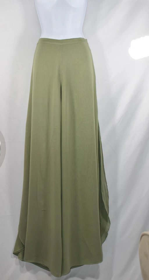 NUEVO CON ETIQUETAS $1,035 ST. JOHN EVE. Pantalones Georgette Pierna Ancha Gasa Seda Abertura Lateral K829W03