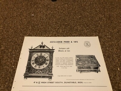 ANT8 ANTIKE WERBUNG 5X8 ALEXANDER PODD & SON - KLAMMERUHR VON LEMAIRE