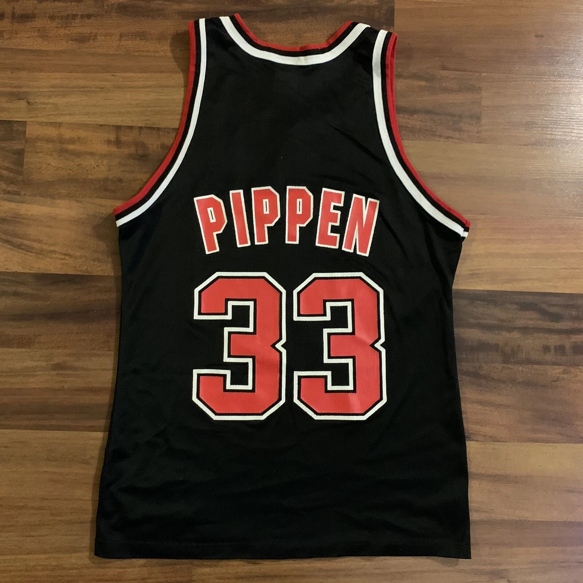 Vintage Champion NBA #33 Scottie Pippen Chicago Bulls Jersey Black Size 40