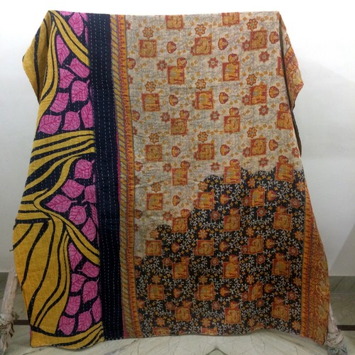 Indian Bedding Vintage Throw Bedspread Coverlet Blanket Reversible Kantha Quilt - Picture 11 of 35