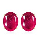 14KT Yellow Gold 4.00Ct Oval Shape 100% Natural Burmese Red Ruby Studs