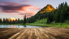 Landscape nature mountains trees forest plants clouds Custom Gaming Mat Desk