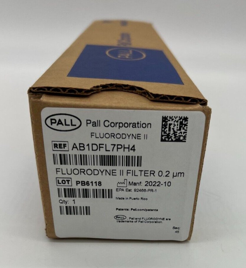 NEW PALL Fluorodyne II AB1DFL7PH4 Filter 0.2 UM w/ Paperwork