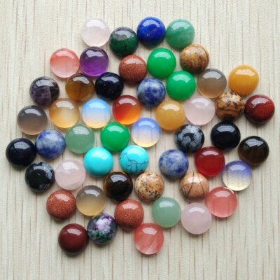 10mm 50pcs Natural Stone Mixed Round CAB CABOCHON Beads for Jewelry No Holes